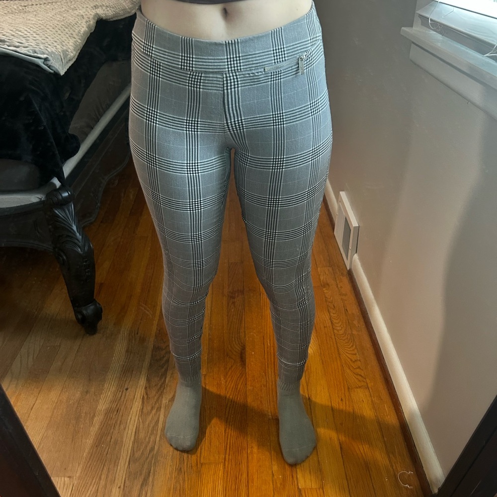Calvin Klein - Gray Plaid High-Waisted Pants